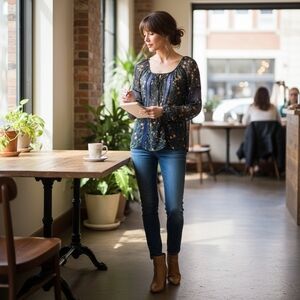 Princess Vera Wang Romantic Midnight Bloom Lace Blouse Juniors – Size Small